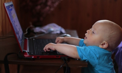 Baby on computer